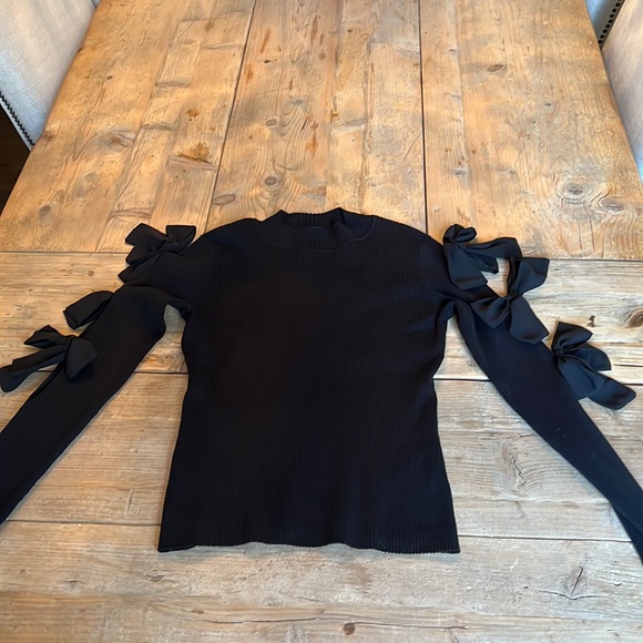 INC black sweater with bow details M - Picture 2 of 4